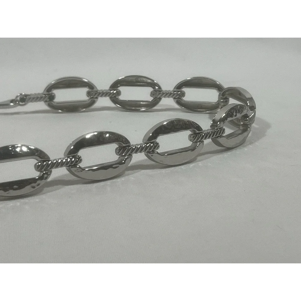 Womens Silver Metal Belt Adjustable Up To 38 Minimalist Y2K Statement Waist
